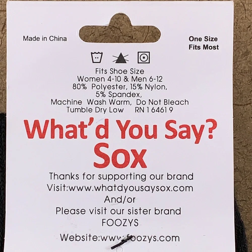 What'd You Say Sox Adult One Size Black When Wrong Nobody Forgets Crew Socks NWT